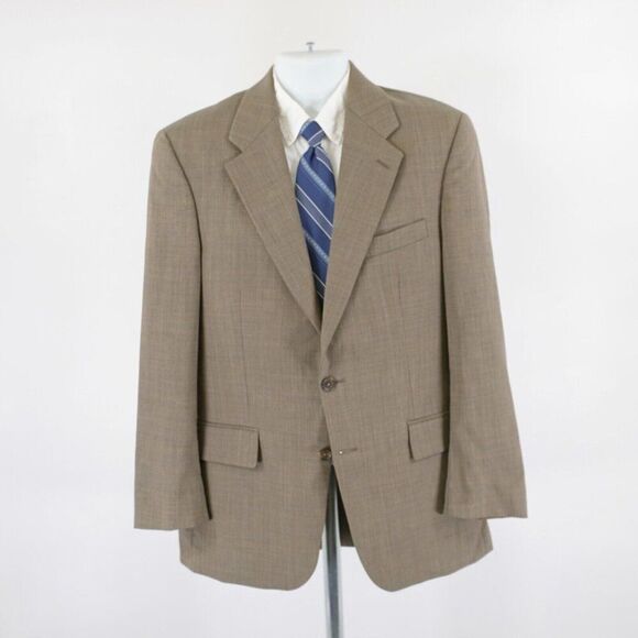 Chaps Ralph Lauren Wool Tan Gray Birdseye Check 40R 2 Button Sport Coat / Blazer - Picture 4 of 13